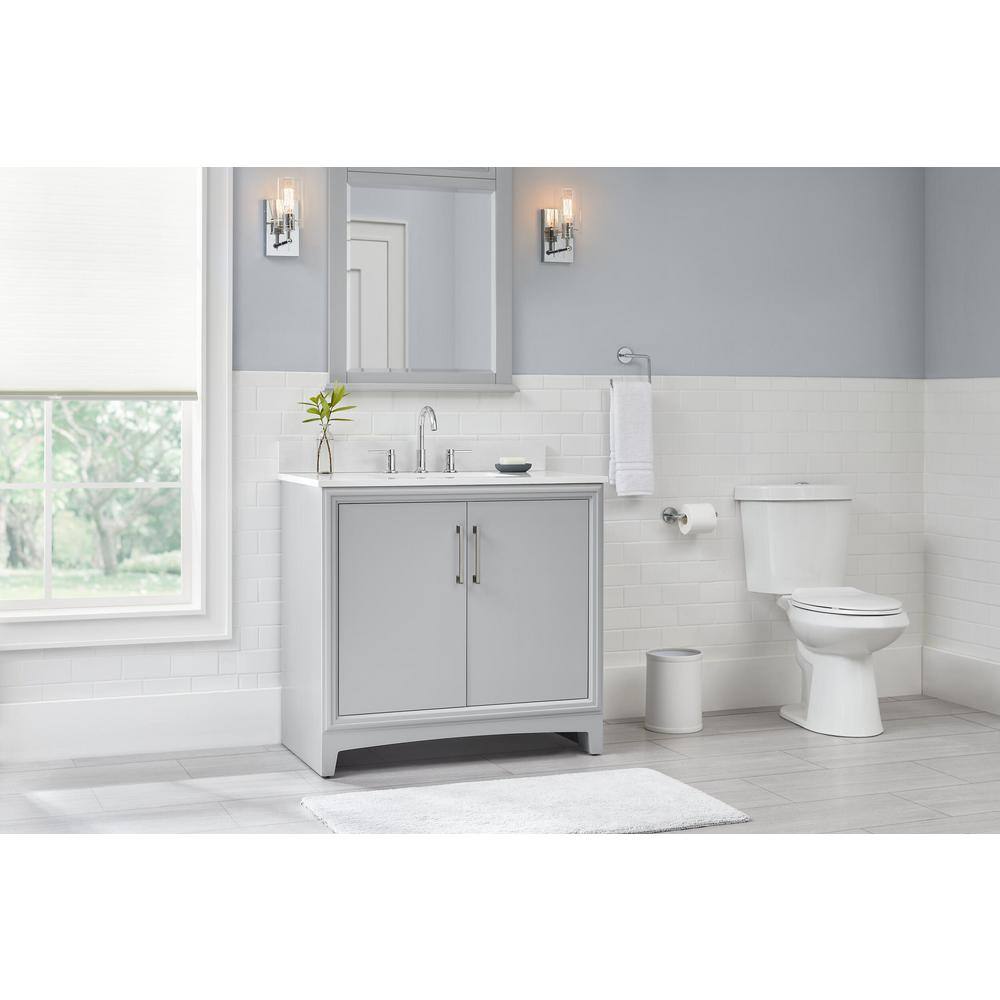 Glacier Bay Hillcroft 36 in. W x 21.5 in. D x 34 in. H Bath Vanity Cabinet without Top in Light Gray 1342VA-36-242