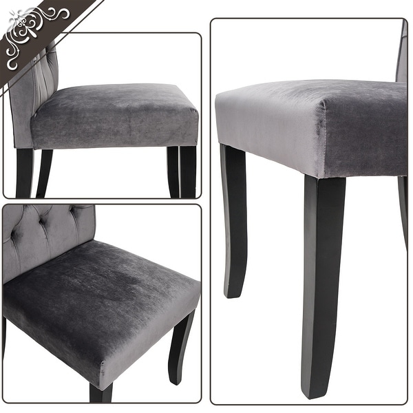 Velvet Dining Tufted Armless Upholstered Accent Chair Set of 2