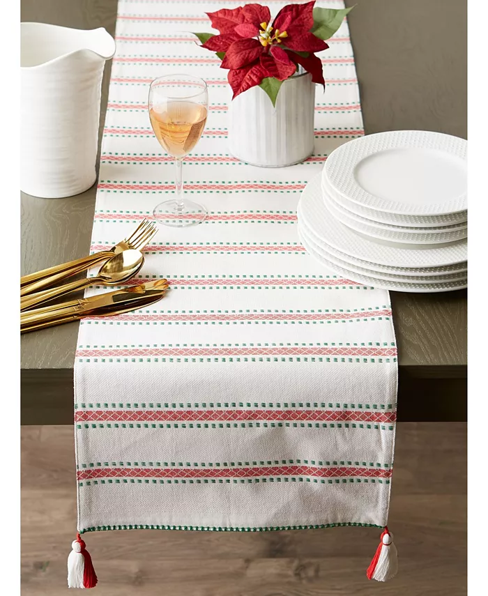 Design Imports Joyful Snowflakes Jacquard Collection for Everyday Use Holidays and Dinner Parties Table Runner 14 x 108