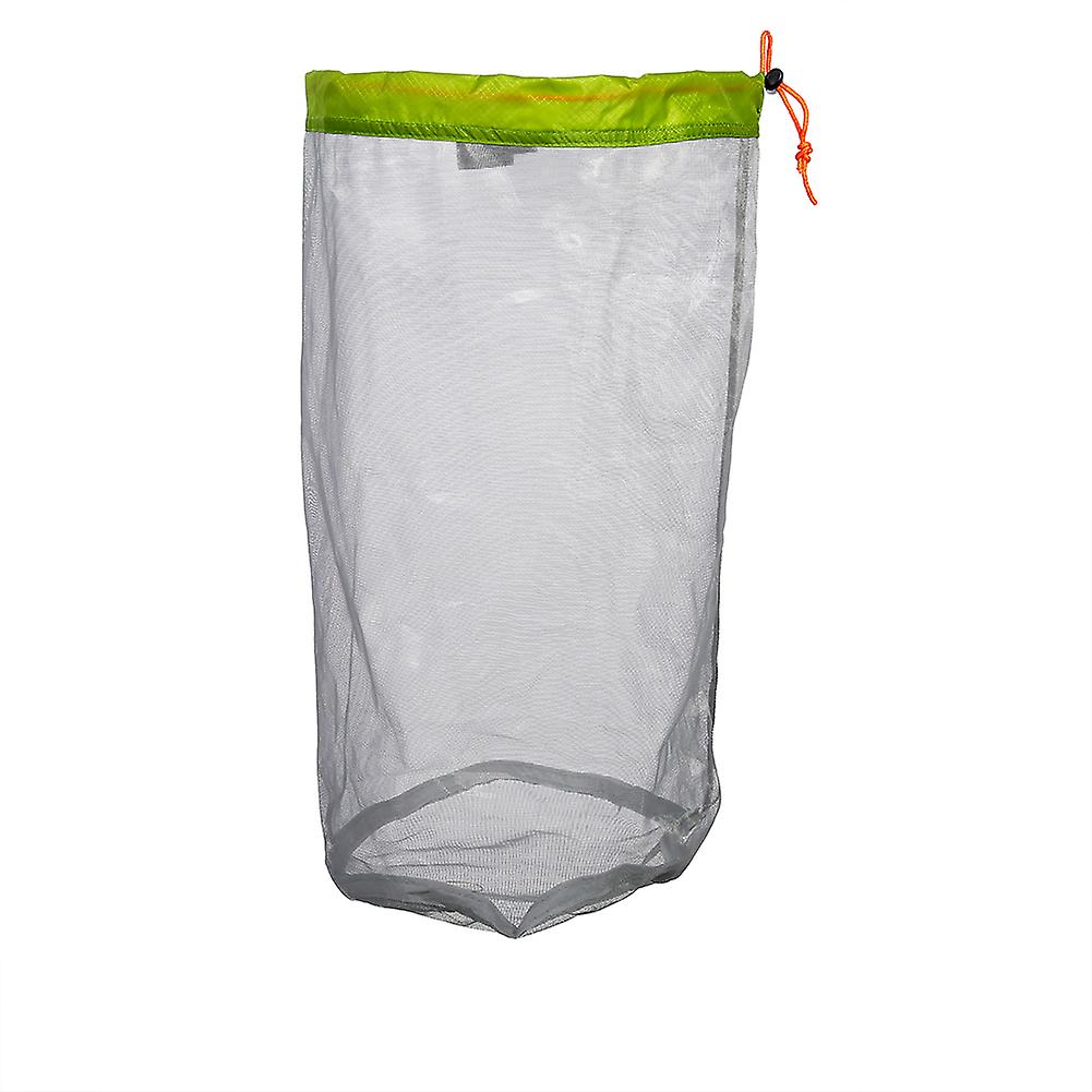 Ultralight Mesh Drawstring Sack Outdoor Travel Hiking Camping Stuff Storage Bag(green L)