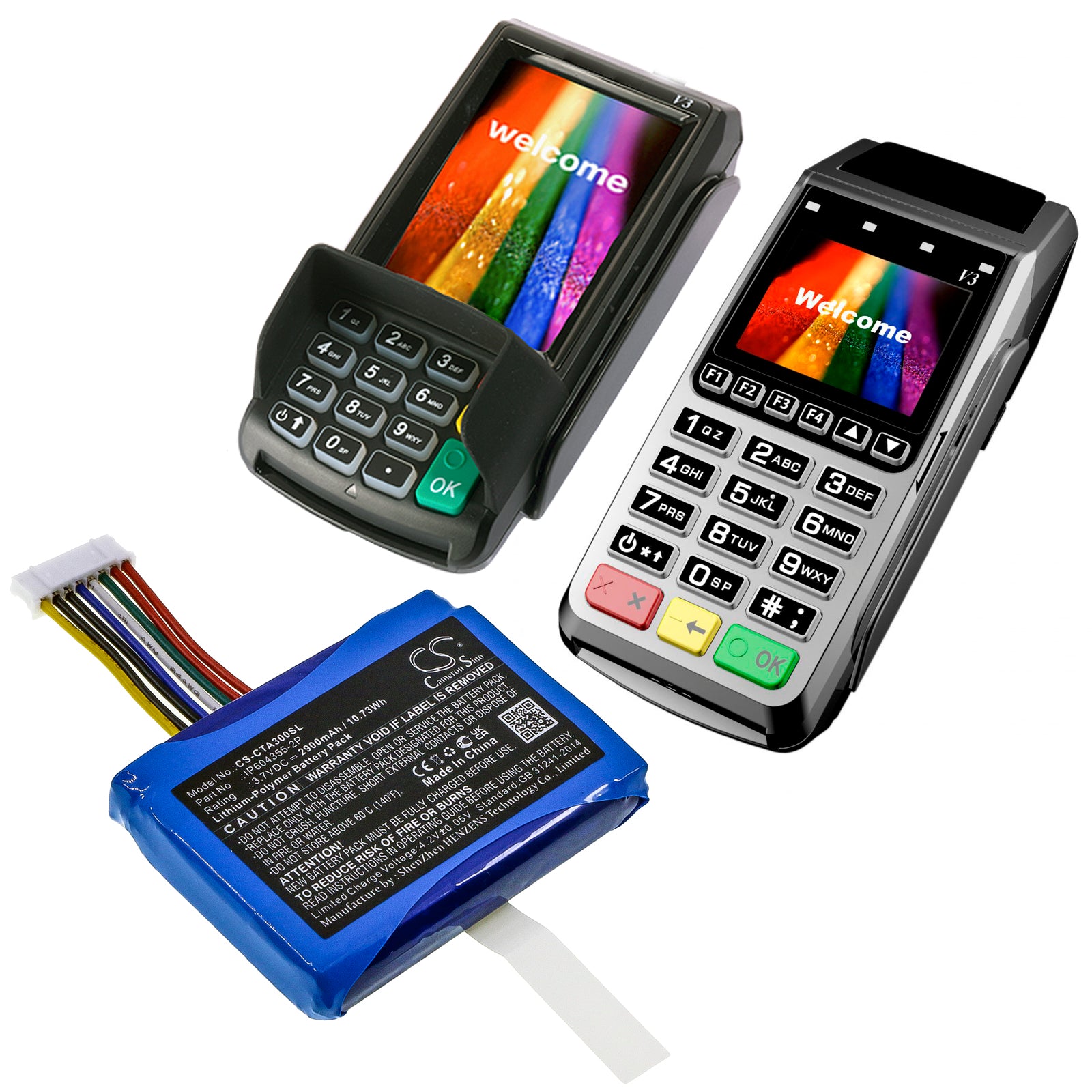 Castles V3 VEGA30003G Replacement Battery BatteryClerkcom Payment Terminal