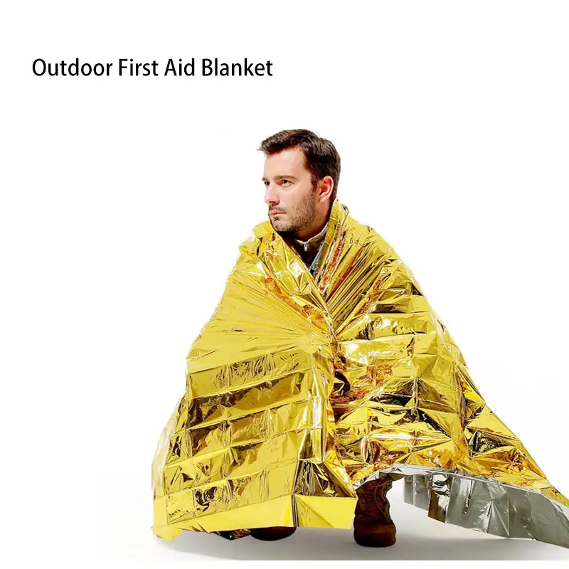 Silver and Gold Emergency Survival Rescue Warm Blankets Folding Emergency Blanket Shelter Outdoor Camping