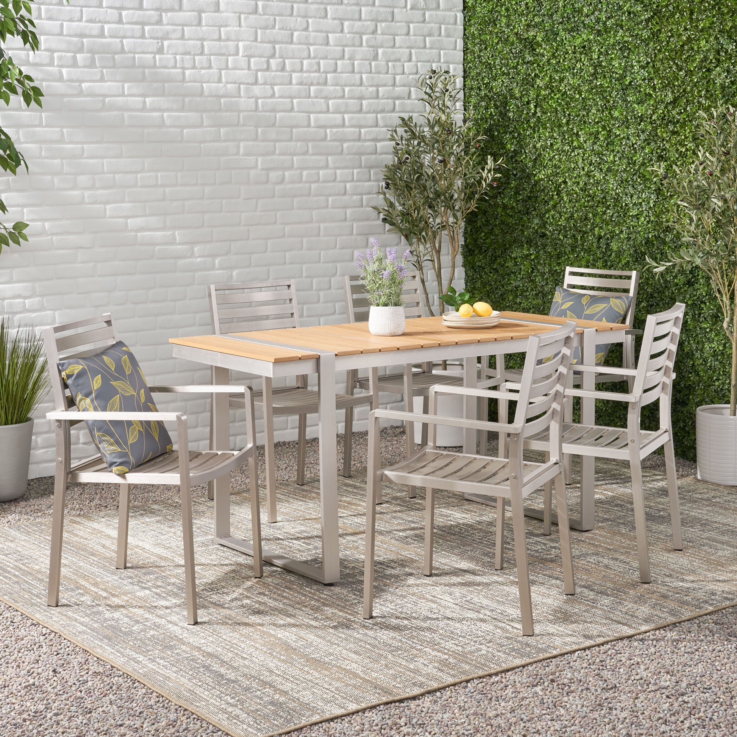 Mora Outdoor 7 Piece Aluminum Dining Set