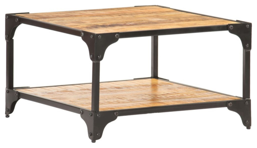 vidaXL Coffee Table End Table Accent Sofa Table with Shelf Solid Wood Mango   Industrial   Coffee Tables   by vidaXL LLC  Houzz