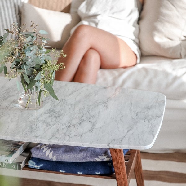 Beautiful Italian Carrara White Marble Coffee Table For A Modernized And Stylish Living Room