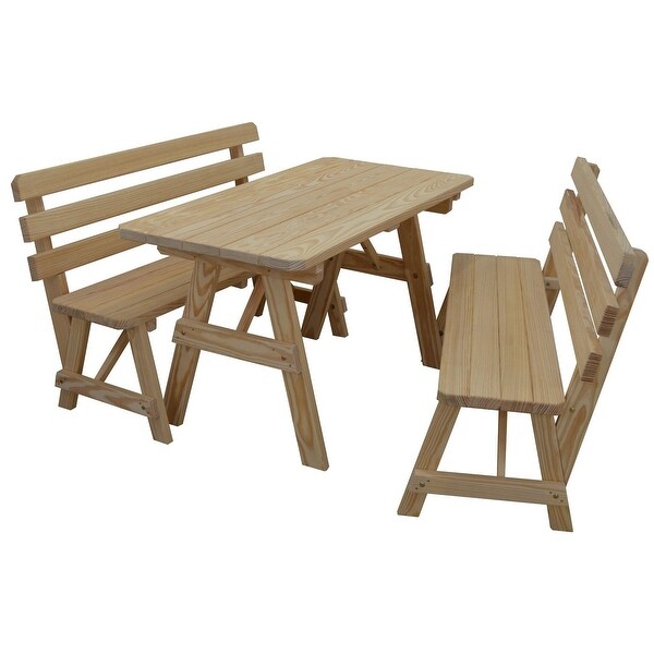 Pine 5' Picnic Table with 2 Backed Benches