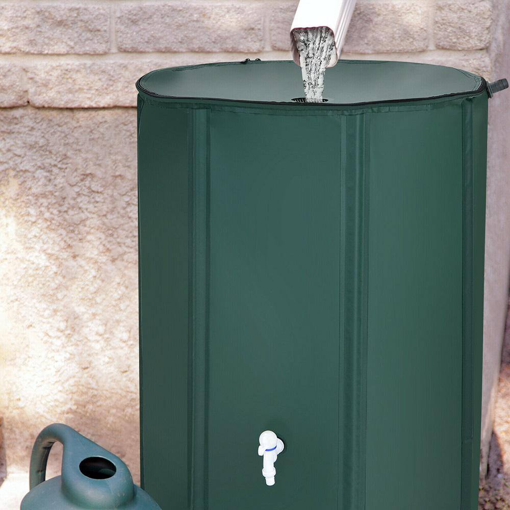 Gymax 100 Gal. Portable Rain Barrel Water Collector Collapsible Tank with Spigot Filter GYM03935