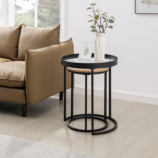 Middlebrook Contemporary Glass-Top Nesting Tables