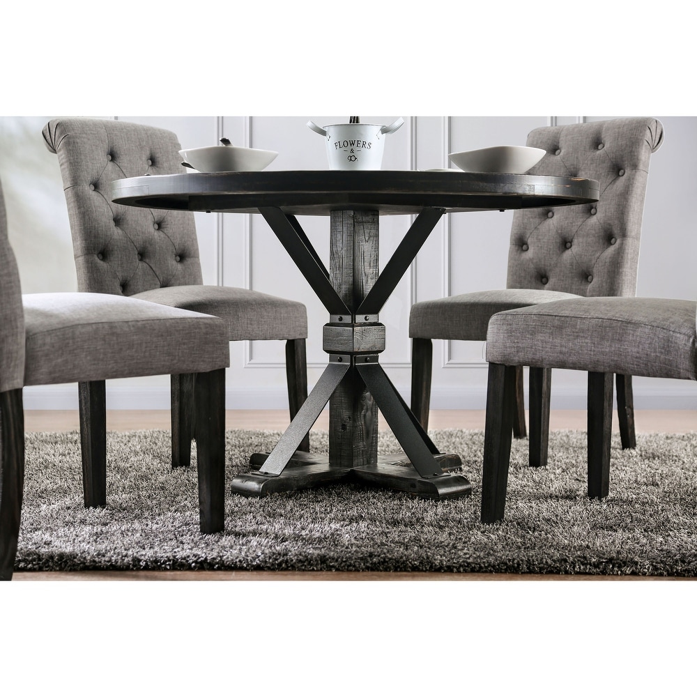 Furniture of America Lakeside Rustic Black 48 inch Wood Dining Table