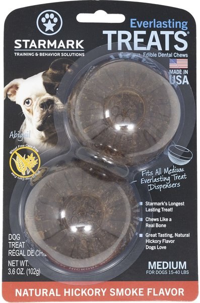 Starmark Everlasting Natural Hickory Smoke Flavored Dental Dog Treats， Medium， 2 count