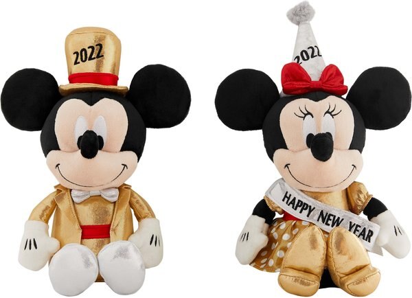 Disney Mickey and Minnie Mouse Plush Squeaky Dog Toy， 2 count