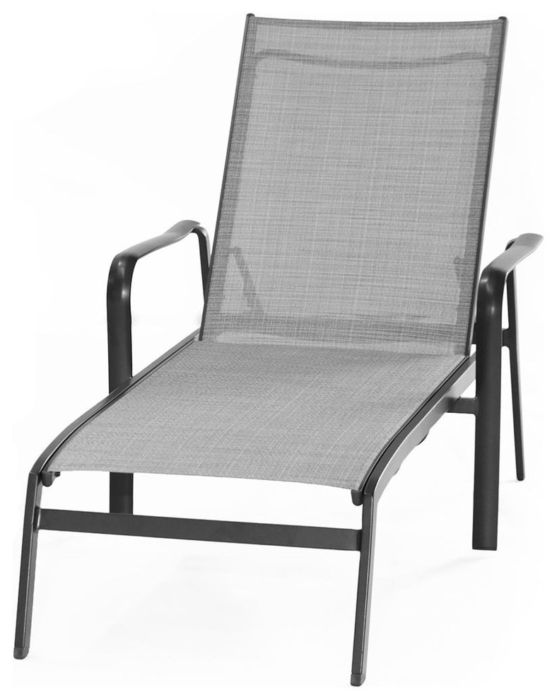 Foxhill  Weather Aluminum Chaise Lounge Chair With Sunbrella Sling Fabric   Transitional   Outdoor Chaise Lounges   by Shop Chimney  Houzz