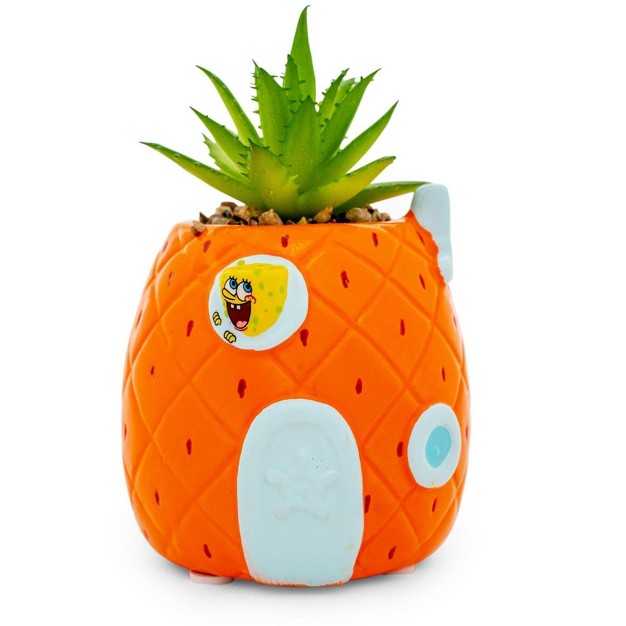 Easysfind Spongebob Pineapple House 5 inch Ceramic Planter With Artificial Succulent