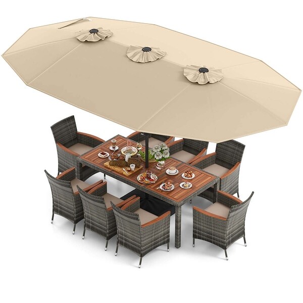 Costway 10 Pieces Patio Wicker Dining Set with DoubleSided Patio