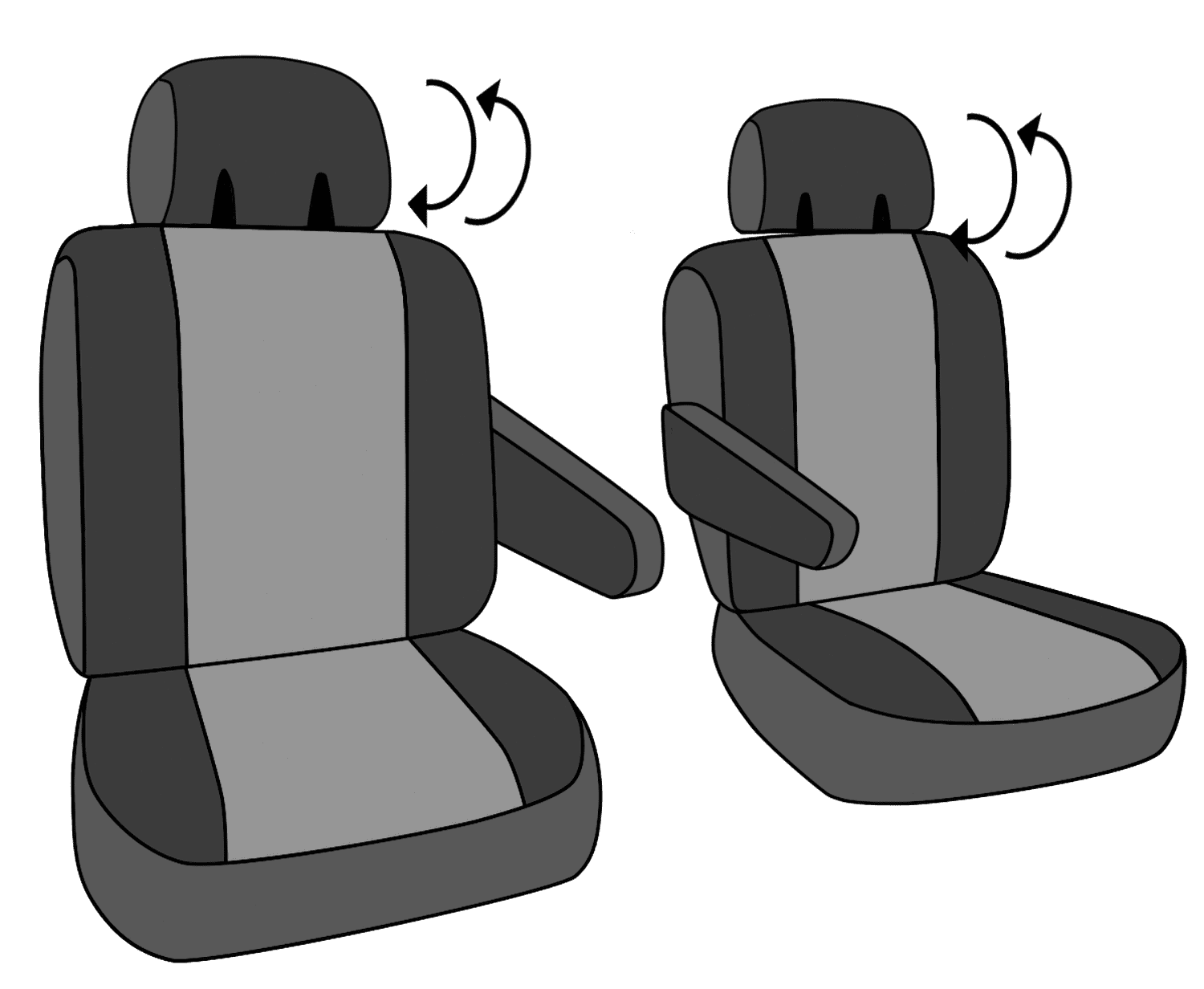 CalTrend Front Neo Seat Covers for 2011-2020 Chrysler Town and Country|Dodge Grand Caravan - DG266-08NN Lt Grey Insert with Black Trim