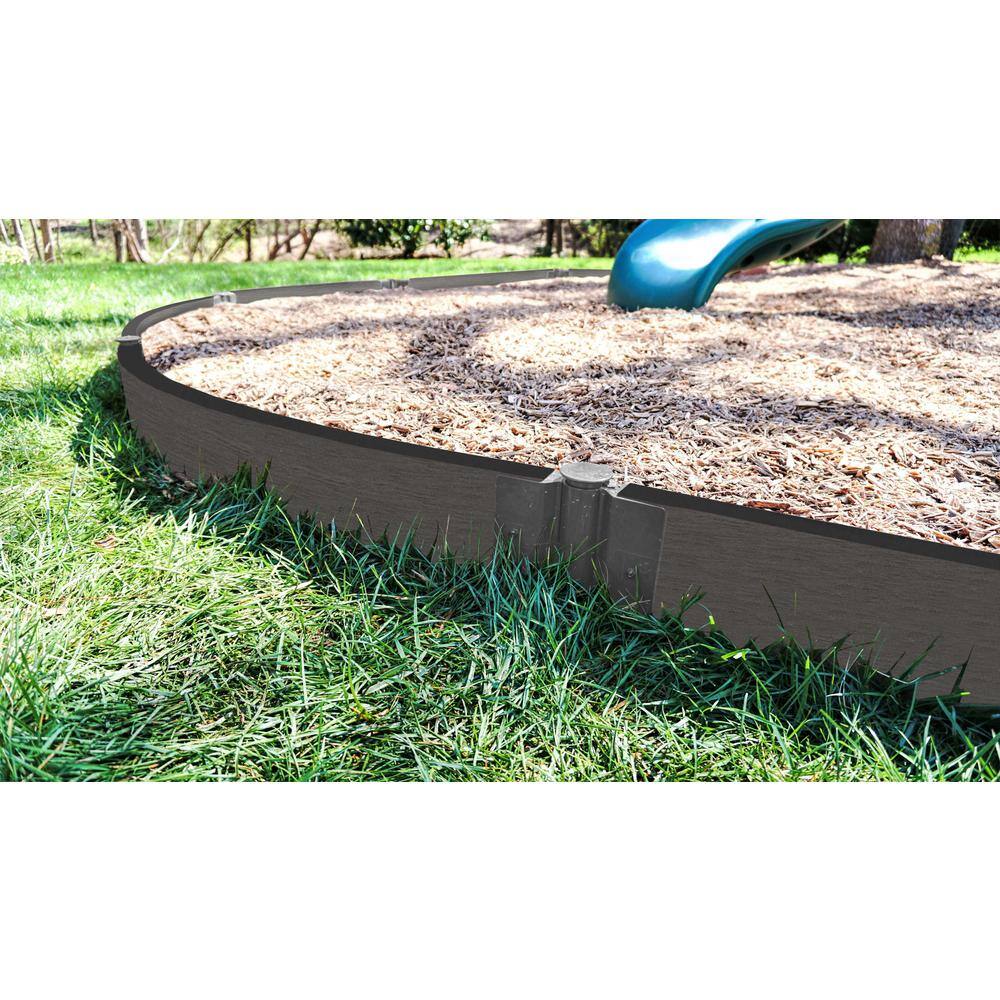 Frame It All Weathered Wood Composite Curved Playground Border Kit 64 ft. - 2 in. Profile 300004852
