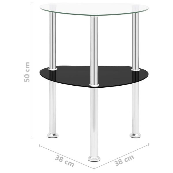 vidaXL 2-Tier Side Table Transparent and Black 15