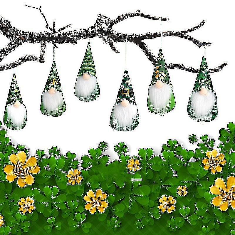 6pcs St Patricks Day Decor Faceless Dolls Bearded Gnome Ornament Hanging Pendant For Home