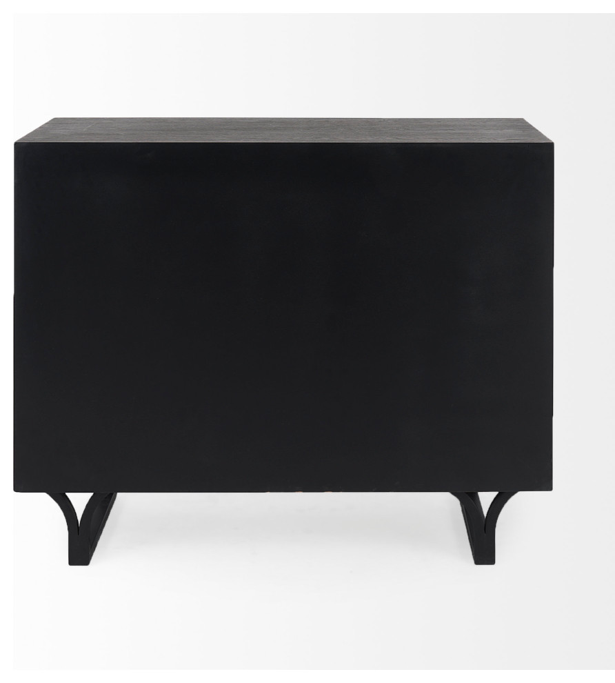 Giselle Dark Brown Wood With Black Iron Frame Accent Cabinet   Industrial   Accent Chests And Cabinets   by Mercana  Houzz