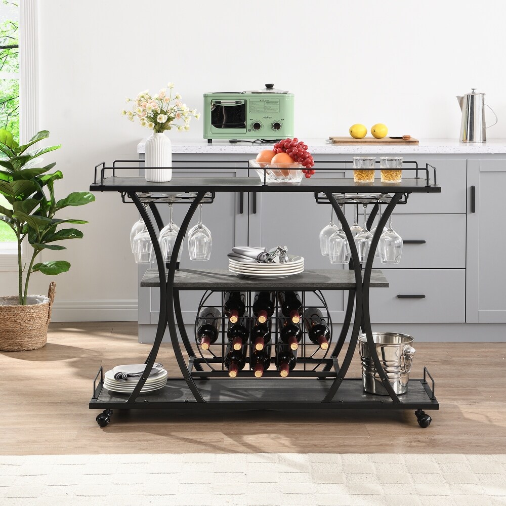 Industrial Bar Cart Kitchen Bar Serving Cart