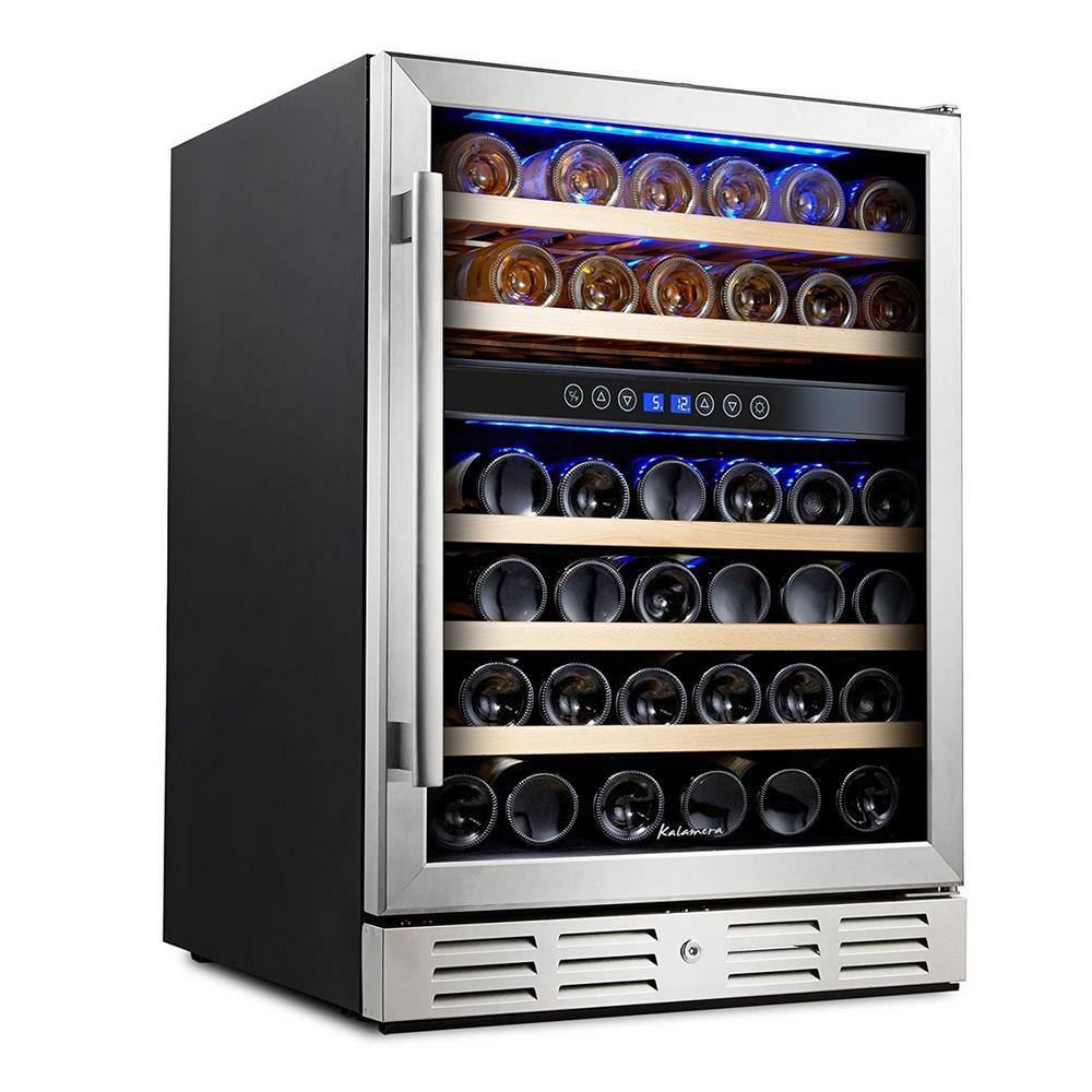 Kalamera 24 in. Built-In 46 Bottle Dual Zone Wine Cooler with Temperature Memory Function KRC-46DZB