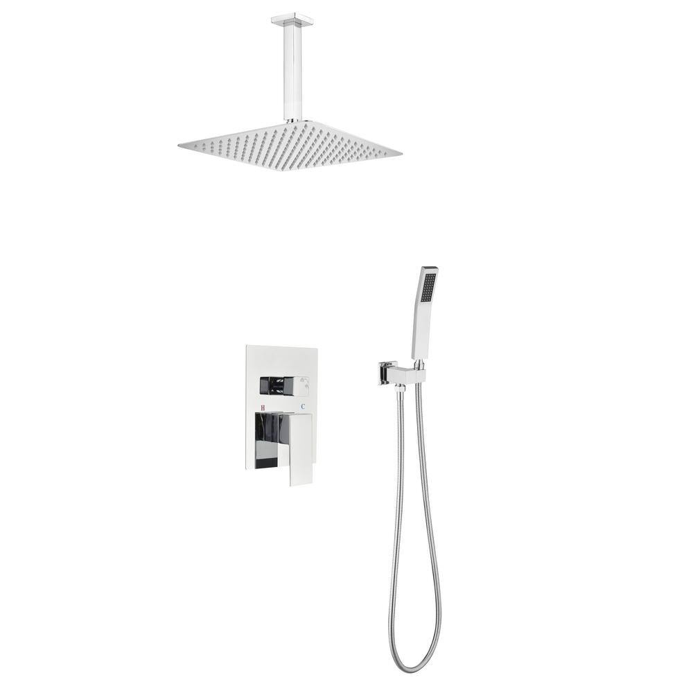 Lukvuzo High Pressure 12 in. Shower Head Brass Wall Bar Shower Kit with Hand Shower in Chrome HDSA11FS020