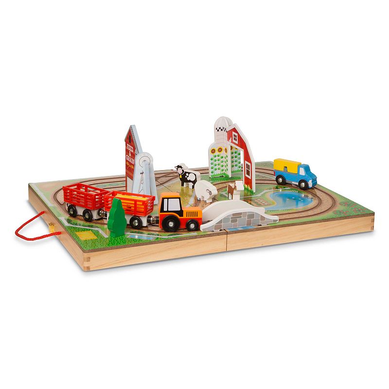 Melissa and Doug 17-Piece Wooden Take-Along Tabletop - Farm