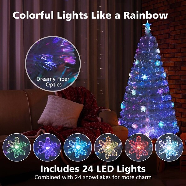 Costway 5FT/6FT/7FT PreLit Fiber Optic Christmas Tree Decor