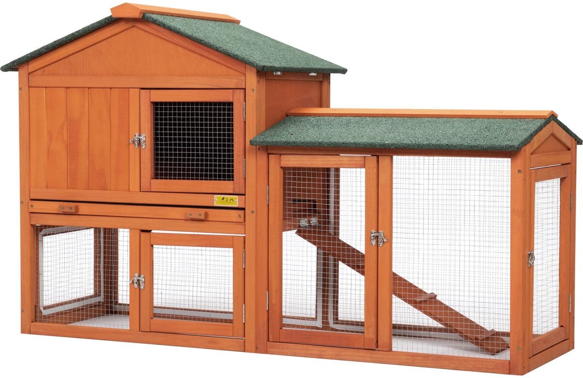 Coziwow by Jaxpety 2-Tier Outdoor Wooden Rabbit Hutch with Ramp