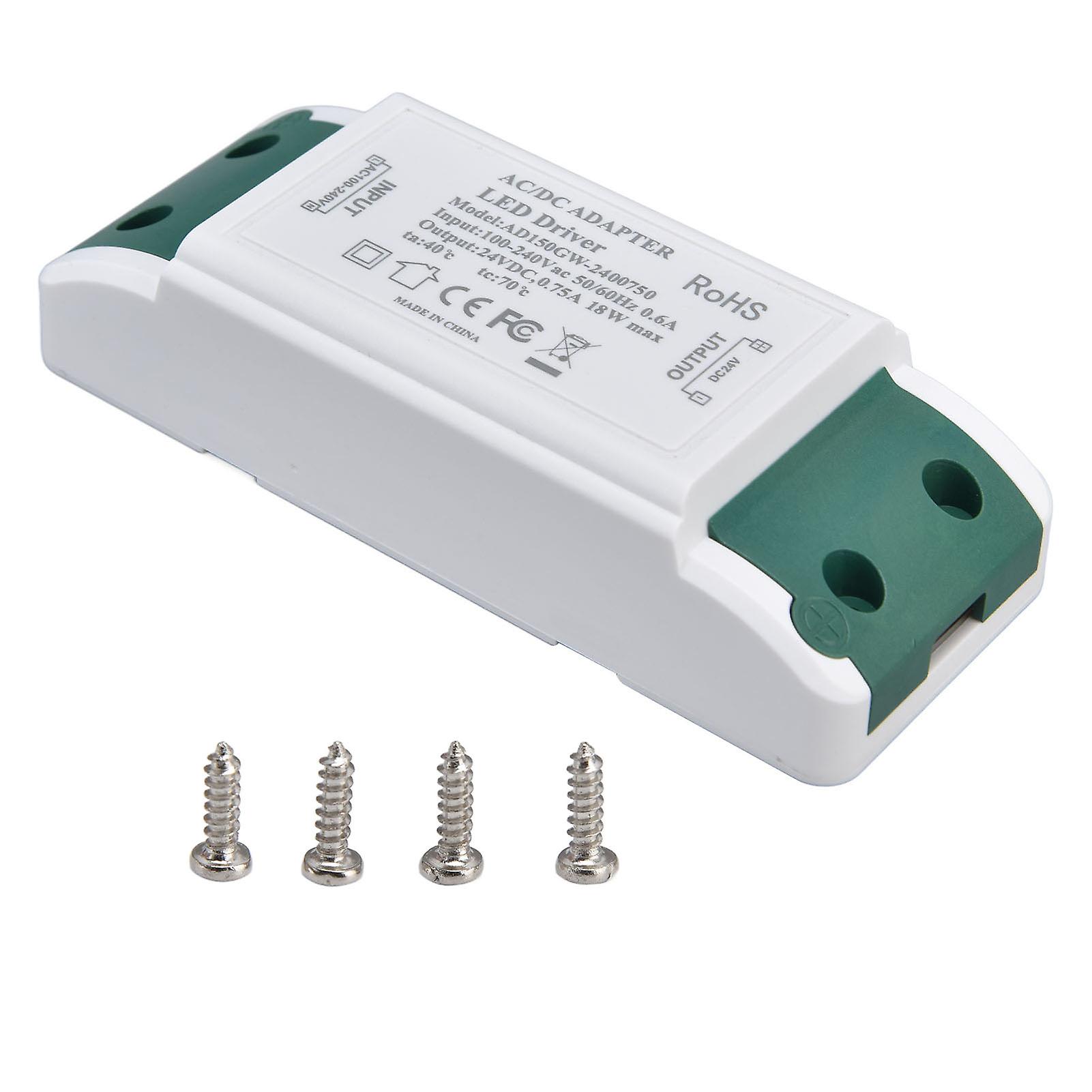 LED Driver 24V DC 0.75A 18W Quiet Operation Constant Current 24V Transformer for LED Strip Lights AC100‑240V