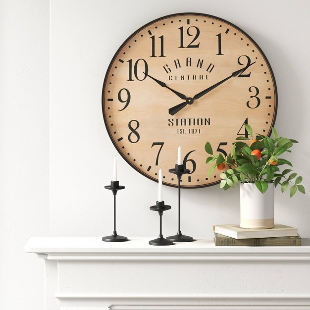 Grand Central Station Wall Clock Tan black