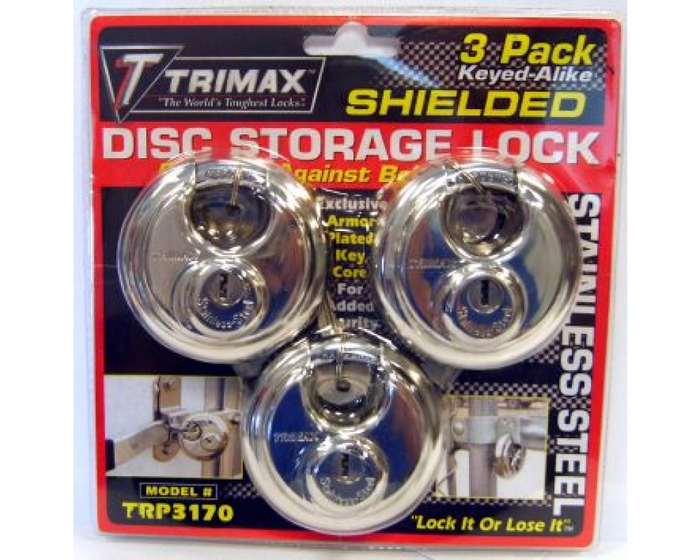 Stainless Steel Round Padlock 10MM Shack 3PK TRP3170