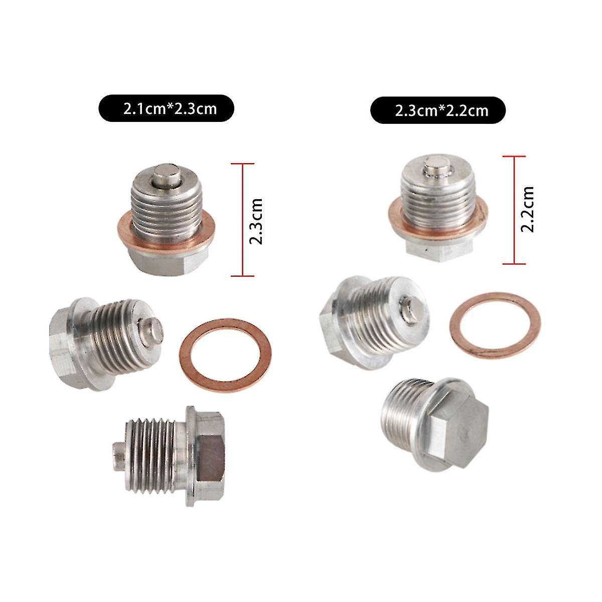 6pcs M12x1.25，m14x1.5，m16x1.5，m18x1.5 Oil Pan Screw， Stainless Steel Gearbox Suction Iron Oil Drain