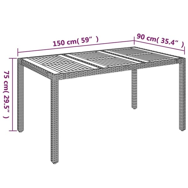 vidaXL Patio Table with Glass Top Black/Gray multisize Poly Rattan