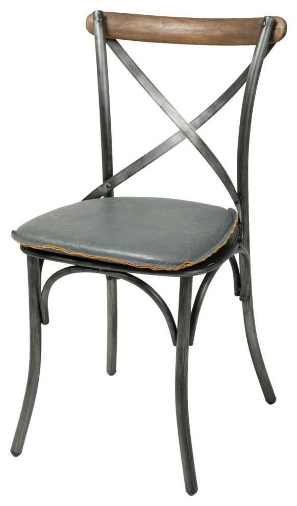 Metal Crossback Chair  Set of 2  Gunmetal/Gray   Industrial   Dining Chairs   by LH Imports  Houzz