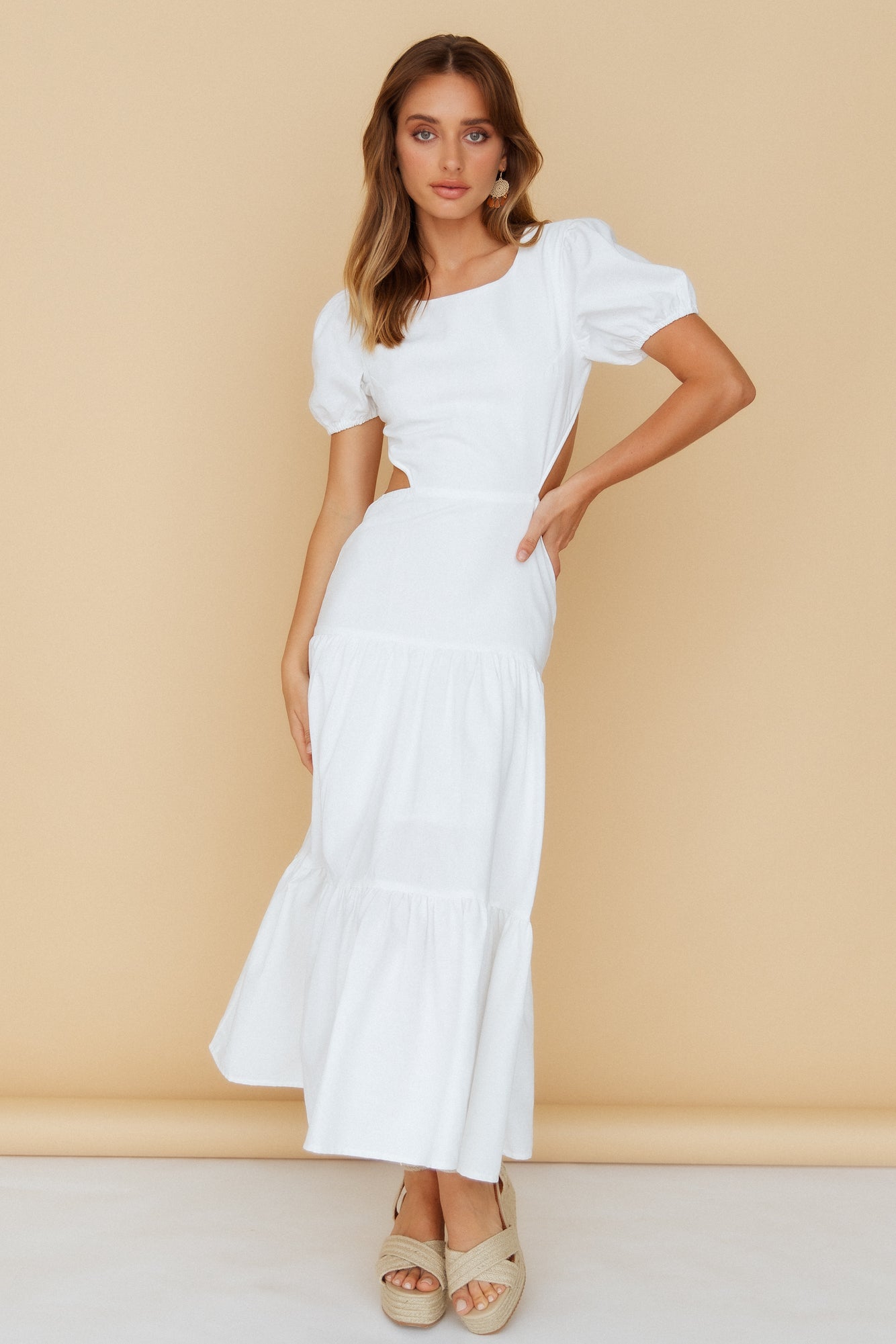 Flow Down Gently Midi Dress White