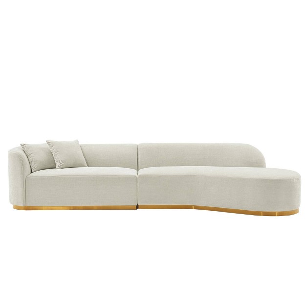 Daria Linen Upholstered Sofa Sectional With Pillows Ivory Manhattan Comfort