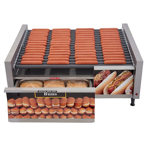 Star 45SCBD Grill-Max Hot Dog Grill， Roller-Type With Integrated Bun Drawer