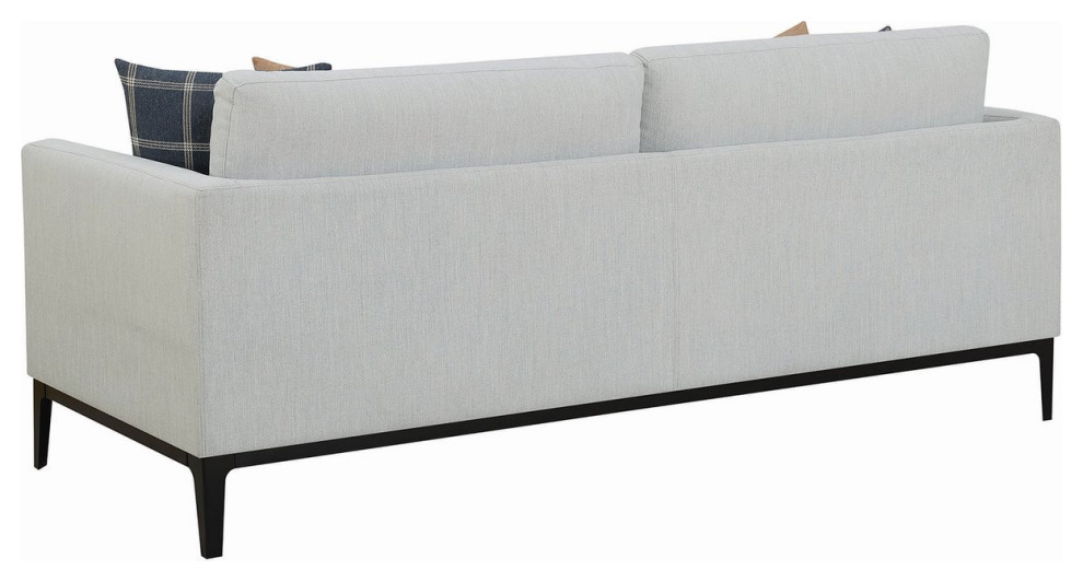 Modern Sofa  Black Feet  ampCushioned Light Grey Polyester Seat With Track Arms   Transitional   Sofas   by Decorn  Houzz