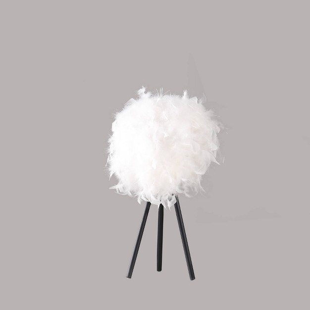 Pure White Feather Shade Tripod Modern Metal Table Lamp Ore International