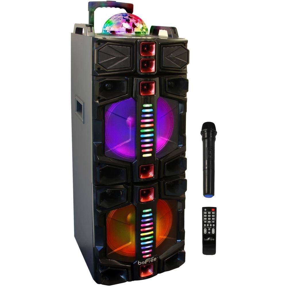 BEFREE SOUND Dual 12 in. Subwoofer Portable Bluetooth Party Speaker with Wireless Microphone 985102852M