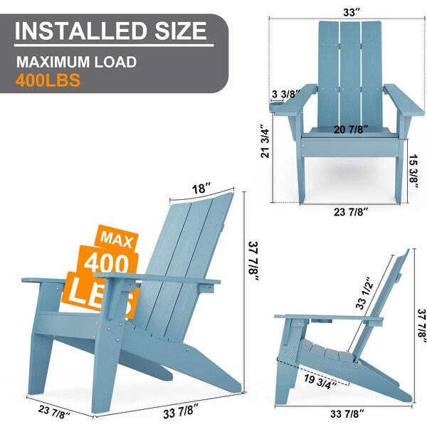 WINSOON 2Piece All Weather HIPS Outdoor Adirondack Chair with CupHolder and Ottoman