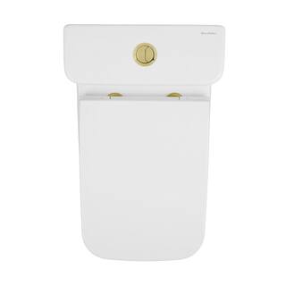 Swiss Madison Carre 1-piece 1.11.6 GPF Dual Flush Square Toilet in Glossy White with Brushed Gold Hardware Seat Included SM-1T256HG