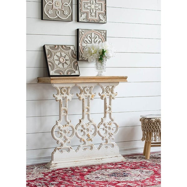 Classic Vintage White Wash Console Table