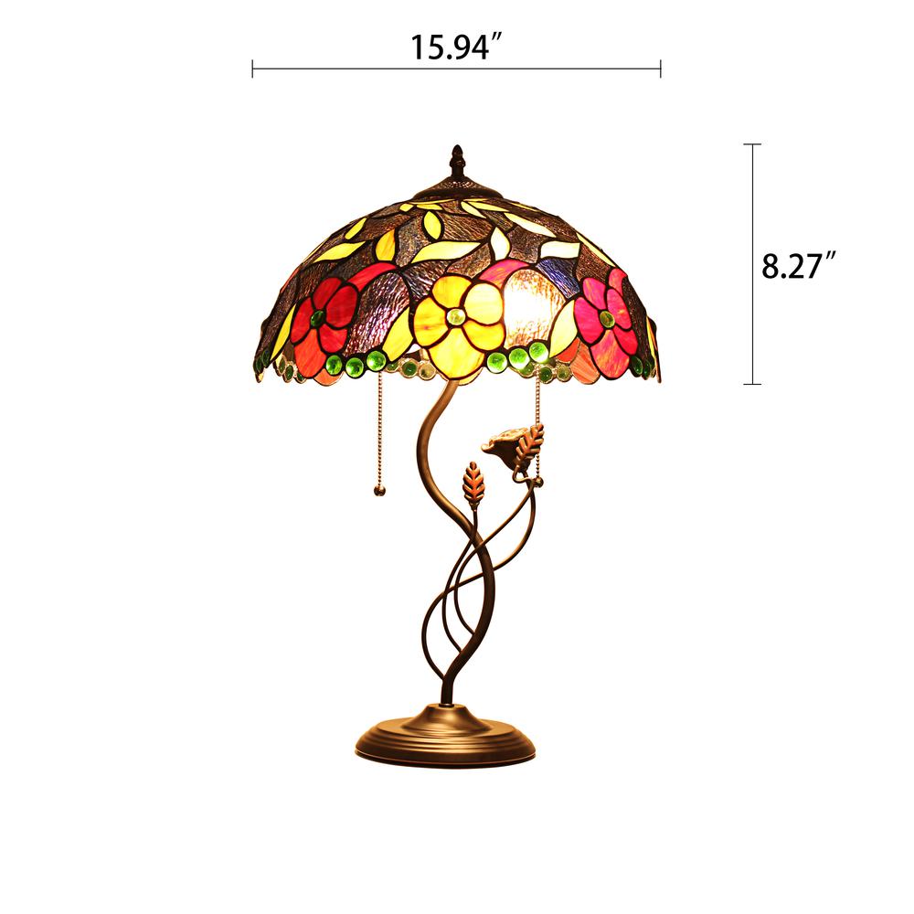 CHLOE Mariebelle Tiffany-Style Floral Stained Glass Table Lamp 16" Width