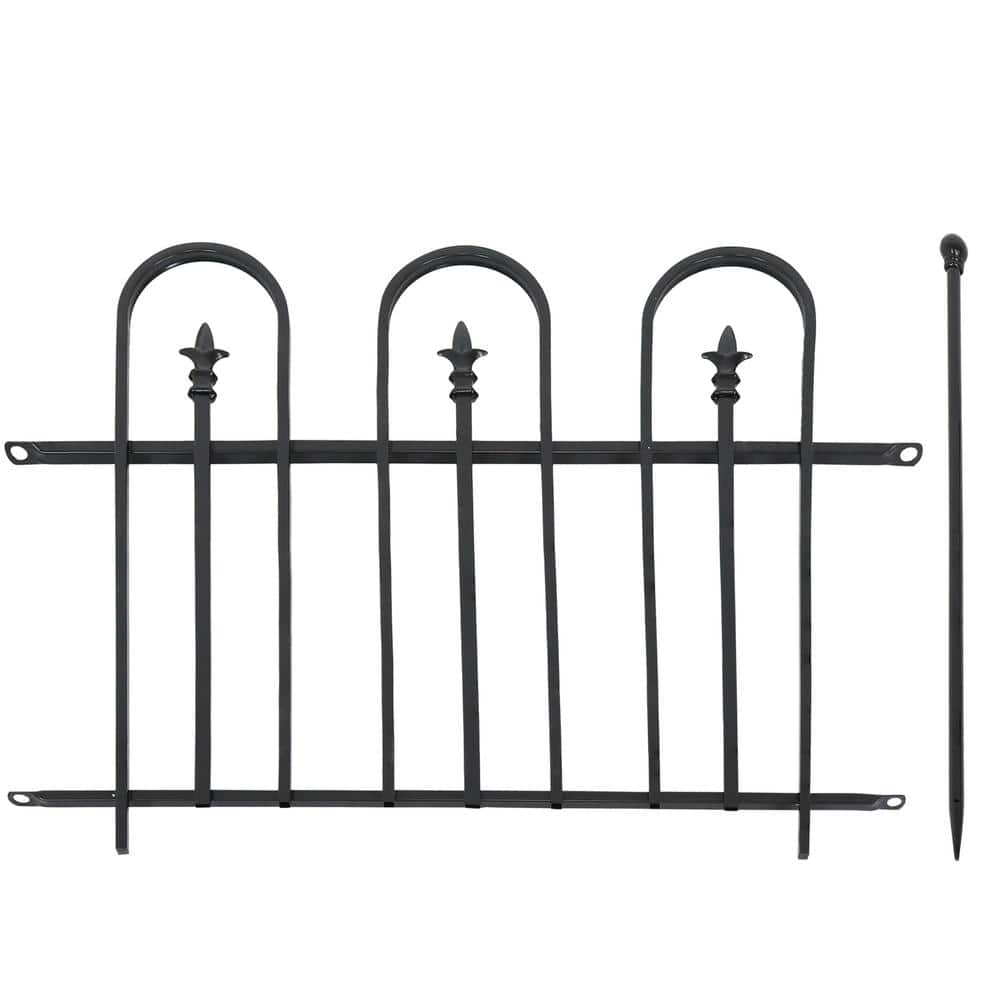 Sunnydaze Decor Strasbourg 30.50 in. Steel Garden Fence with Posts - (Set of 2) HBM-659