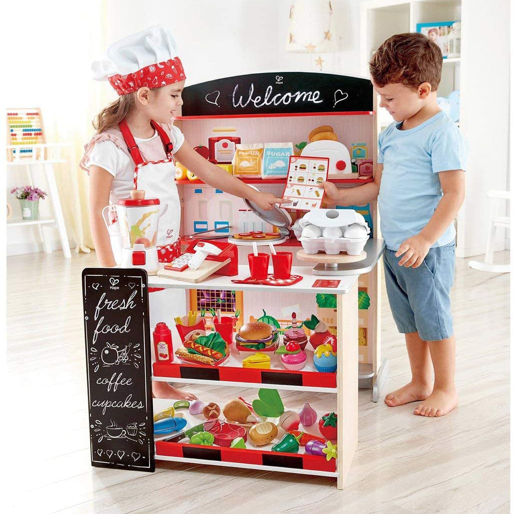 Hape Pop Up Grocery Shop Pretend Play Set w/ Accessory Toys for Kids (Used)