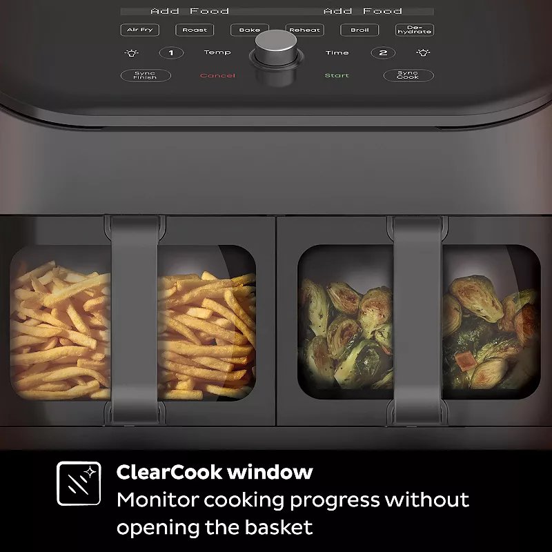 Instant Pot Vortex Plus Black Dual-Basket 8-in-1 Air Fryer with ClearCook