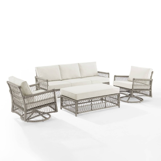 4pc Thatcher Outdoor Steel Seating Set Creme driftwood Crosley