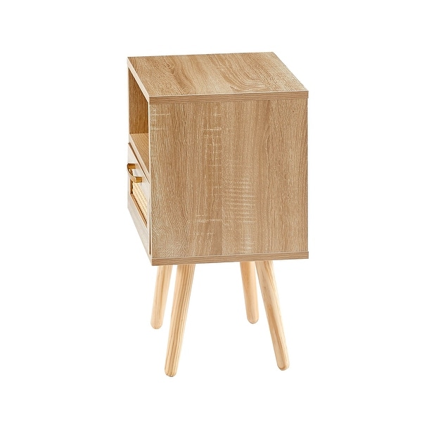 Rectangle MDF Rattan Nightstand End Side Table - 15.75*11.81